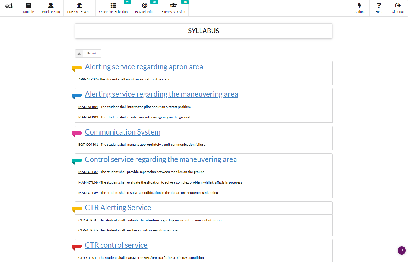 Select performance objectives